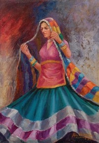 Aurangzib Hanjra, 13 x 19 Inch, Oil on Canvas, Figurative Painting, AC-AZH-029
